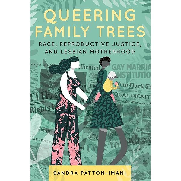 A cartoon of a woman holding hands with another woman holding a baby.